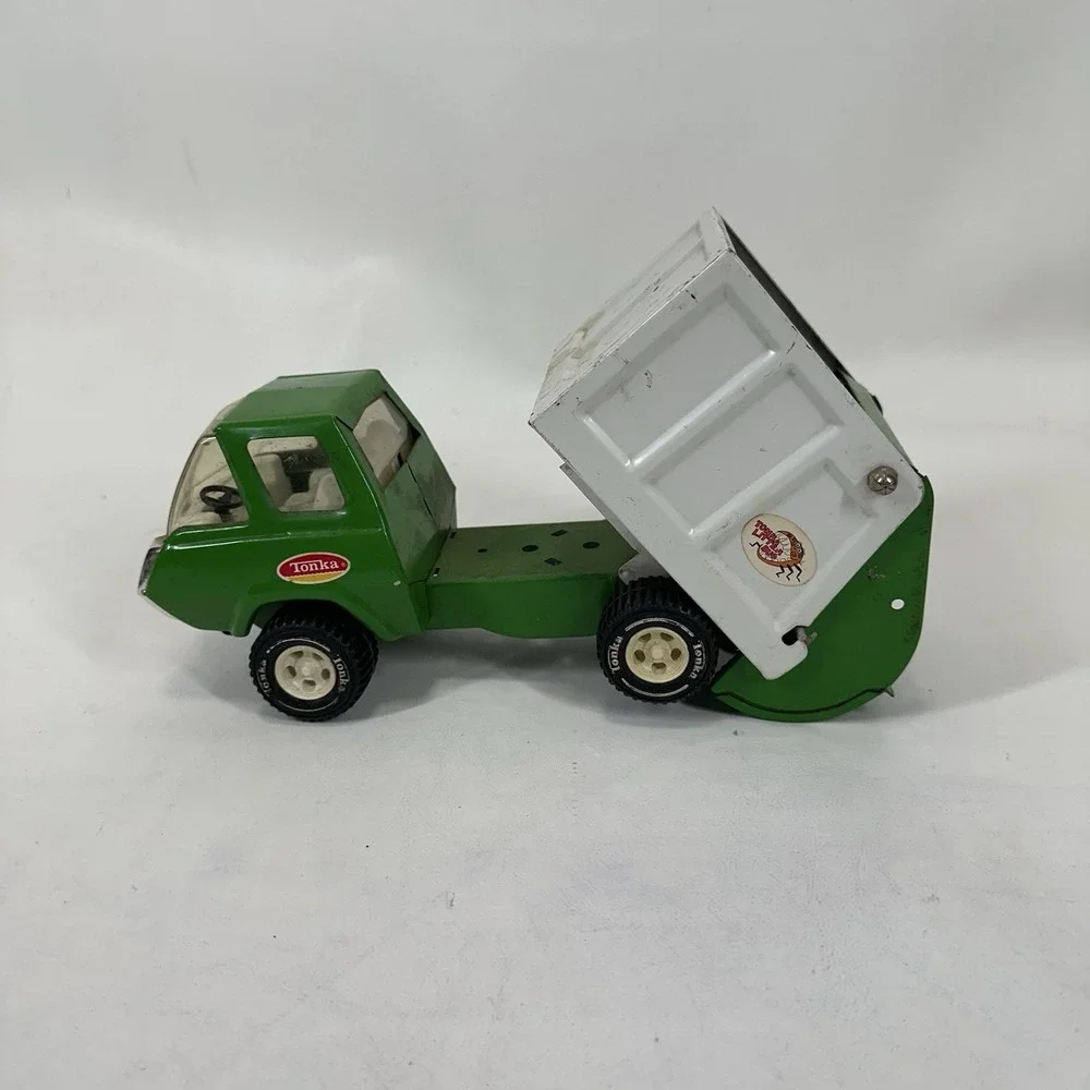 1970s Tonka Pressed Steel Litter Bug Garbage Truck Green/White ‎ Vintage